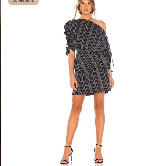 TANYA TAYLOR Navy Striped Sabra Rushed Mini Dress 4